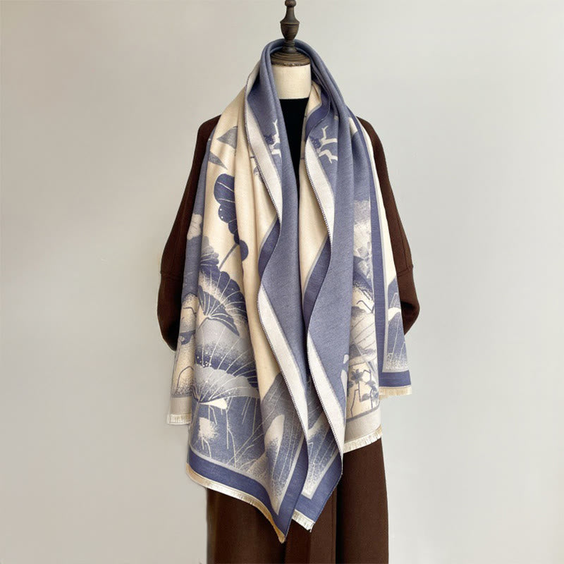 Buddha Stones Zima Góra Kwiaty Lotosu Liście Wzór Miękki Szalik Szal - image 7