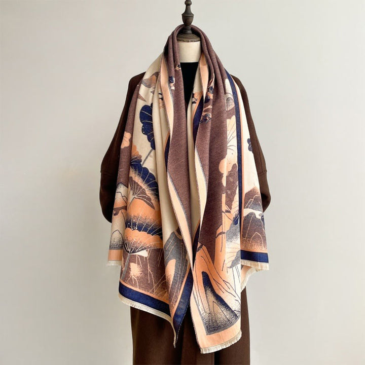 Buddha Stones Zima Góra Kwiaty Lotosu Liście Wzór Miękki Szalik Szal - image 14