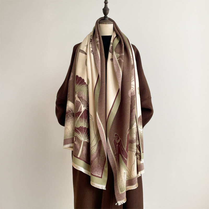 Buddha Stones Zima Góra Kwiaty Lotosu Liście Wzór Miękki Szalik Szal - image 5