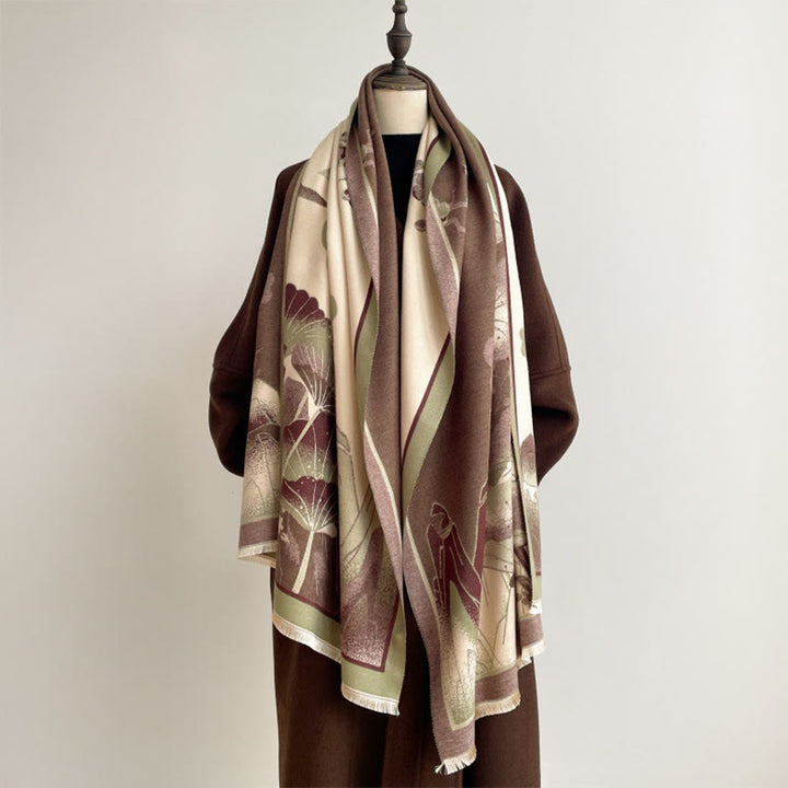 Buddha Stones Zima Góra Kwiaty Lotosu Liście Wzór Miękki Szalik Szal - image 5