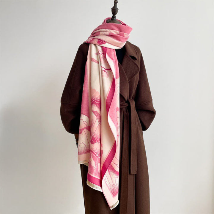 Buddha Stones Zima Góra Kwiaty Lotosu Liście Wzór Miękki Szalik Szal - image 11