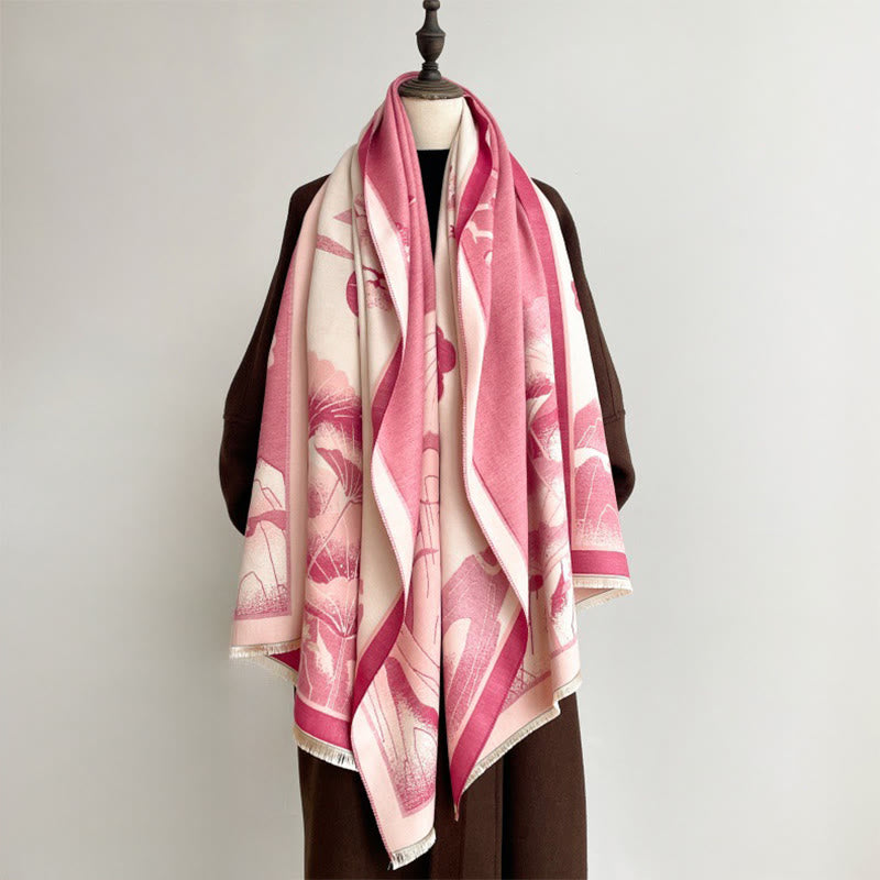 Buddha Stones Zima Góra Kwiaty Lotosu Liście Wzór Miękki Szalik Szal - image 12