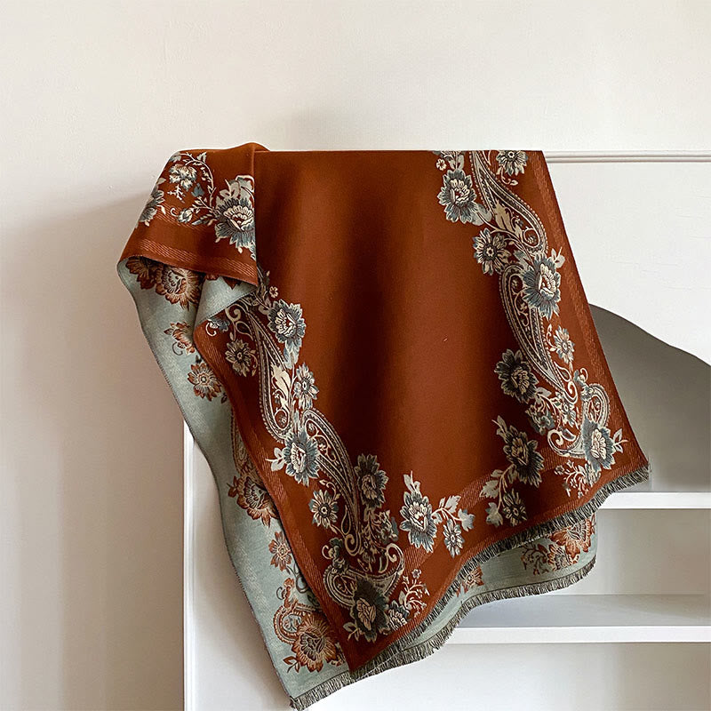 Ciepły, przytulny szalik z motywem jesiennych kwiatów nerkowca i Buddha Stones - image 1