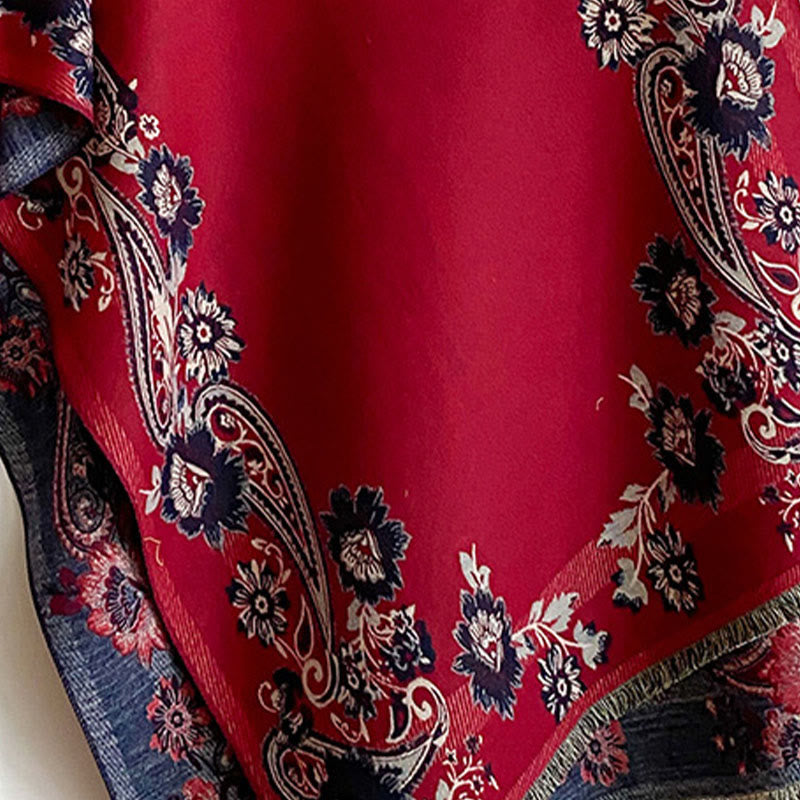 Ciepły, przytulny szalik z motywem jesiennych kwiatów nerkowca i Buddha Stones - image 7