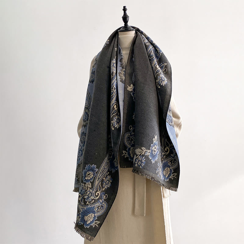 Ciepły, przytulny szalik z motywem jesiennych kwiatów nerkowca i Buddha Stones - image 10