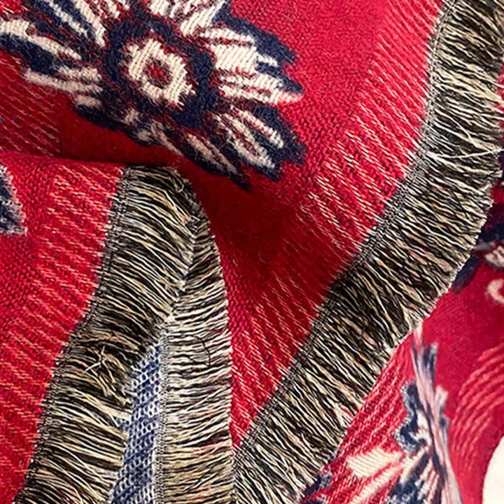 Ciepły, przytulny szalik z motywem jesiennych kwiatów nerkowca i Buddha Stones - image 8