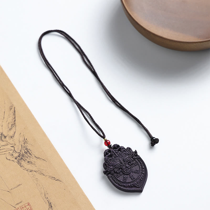 Naszyjnik z Buddha Stones, maską lisa, motylem i klamrą pokoju, z wisiorkiem Fortune - Taotie - image 16