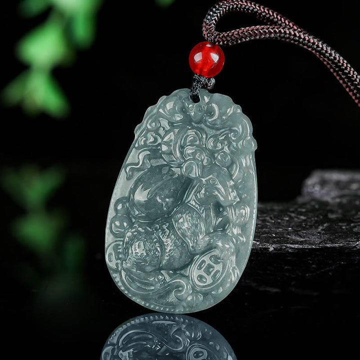 Naszyjnik z jadeitu z Buddha Stones, chiński znak zodiaku, rok konia, lina szczęścia - image 7