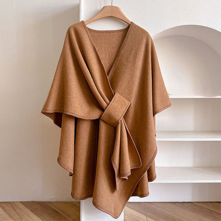 Zimowy, jednolity kolor, ciepły i przytulny, rozdzielony szal z Buddha Stones - SandyBrown - 160*110 cm - image 3