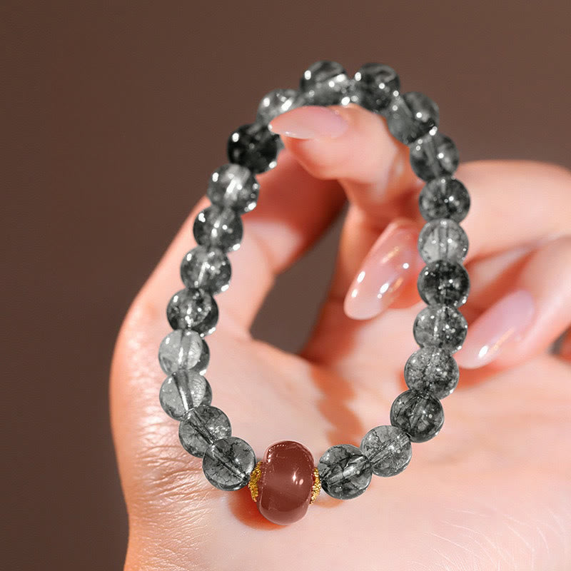 Bransoletka z zielonego, fantomowego, czerwonego agatu z Buddha Stones - image 4