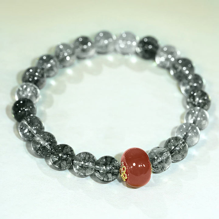 Bransoletka z zielonego, fantomowego, czerwonego agatu z Buddha Stones - image 1