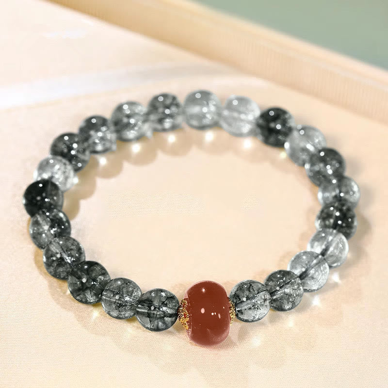 Bransoletka z zielonego, fantomowego, czerwonego agatu z Buddha Stones - image 2