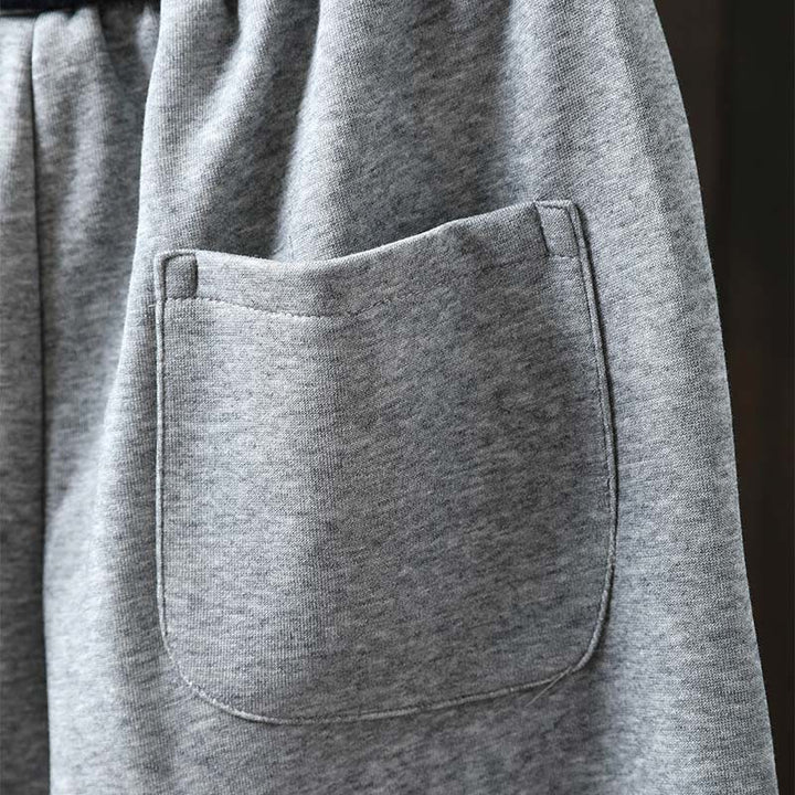 Spodnie damskie z bawełny Buddha Stones Fall w jednolitym kolorze z kieszeniami - image 9
