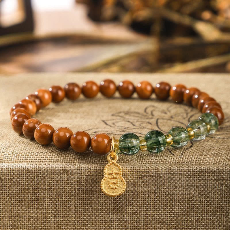 Bransoletka odstraszająca złe duchy z zielonymi fantomowymi Buddha Stones z nasionami Kuki - Kuka Seed Green Phantom (obwód nadgarstka: 14-16 cm) - image 0