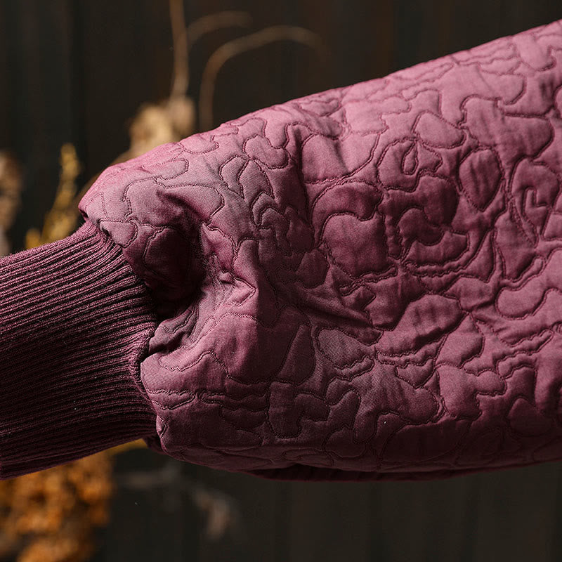 Kurtka damska z długim rękawem i kieszeniami, z bawełny żakardowej, z Buddha Stones, zapinana na guziki, średniej długości - image 9