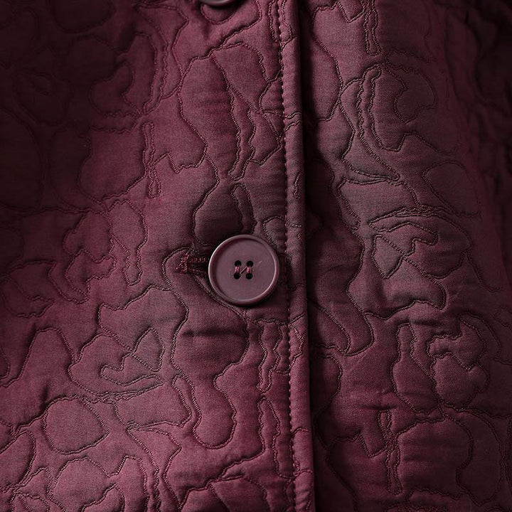 Kurtka damska z długim rękawem i kieszeniami, z bawełny żakardowej, z Buddha Stones, zapinana na guziki, średniej długości - image 7