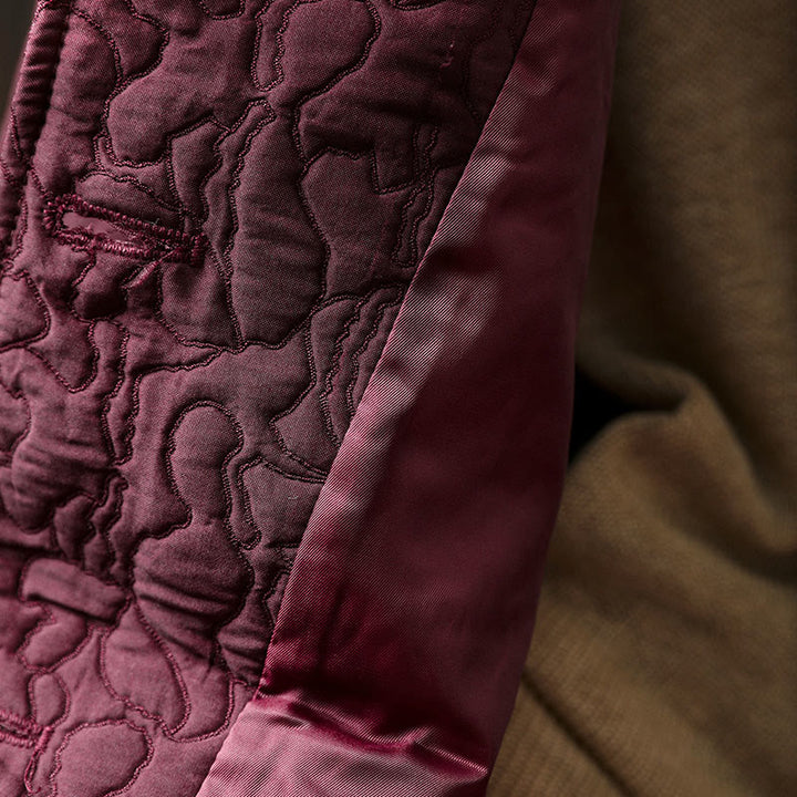 Kurtka damska z długim rękawem i kieszeniami, z bawełny żakardowej, z Buddha Stones, zapinana na guziki, średniej długości - image 8