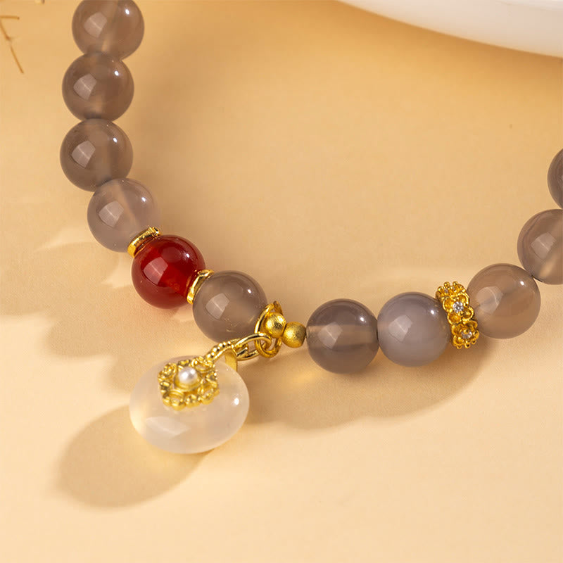 Bransoletka z Buddha Stones, szarego agatu i czerwonego agatu z chalcedonem - image 3