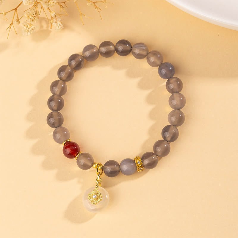 Bransoletka z Buddha Stones, szarego agatu i czerwonego agatu z chalcedonem - image 2