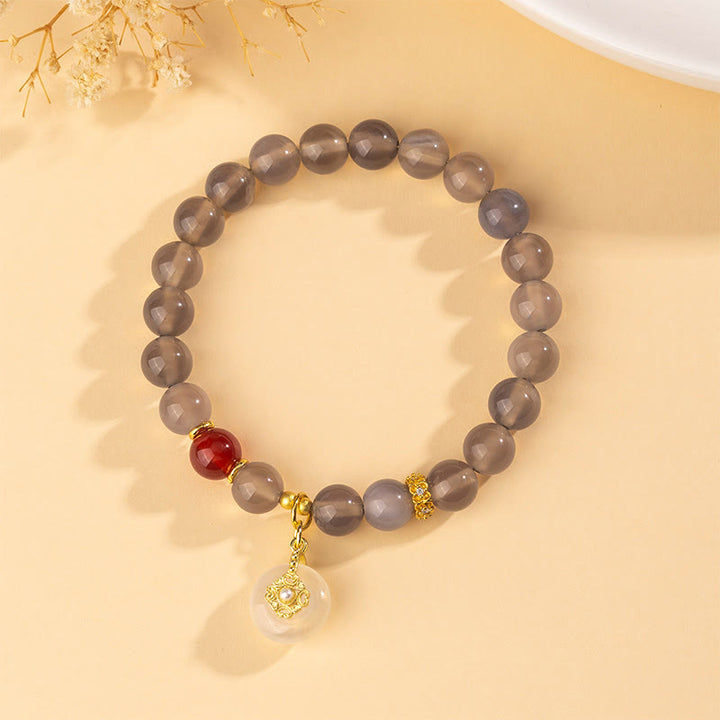 Bransoletka z Buddha Stones, szarego agatu i czerwonego agatu z chalcedonem - image 2