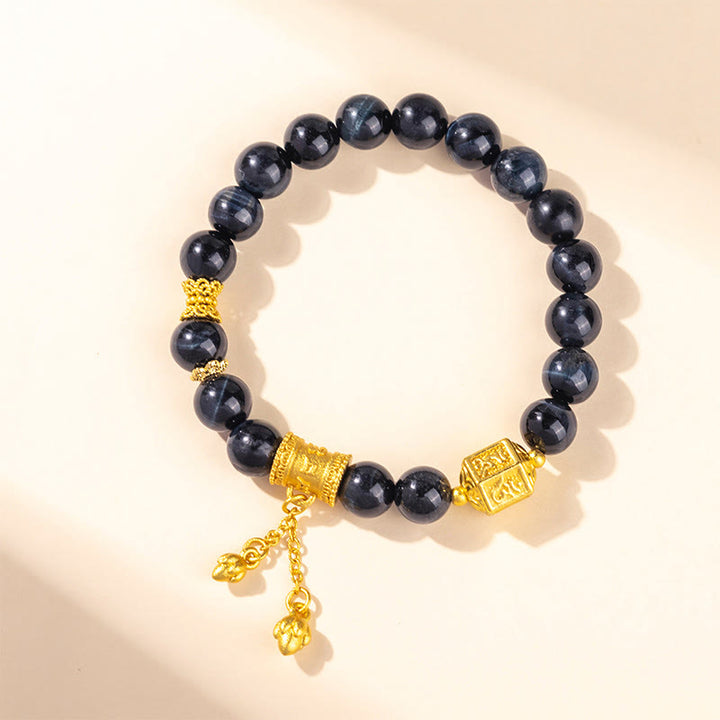 Bransoletka równowagi z Buddha Stones i stopem tygrysiego oka - Niebieskie tygrysie oko (obwód nadgarstka: 16-18 cm) - image 7