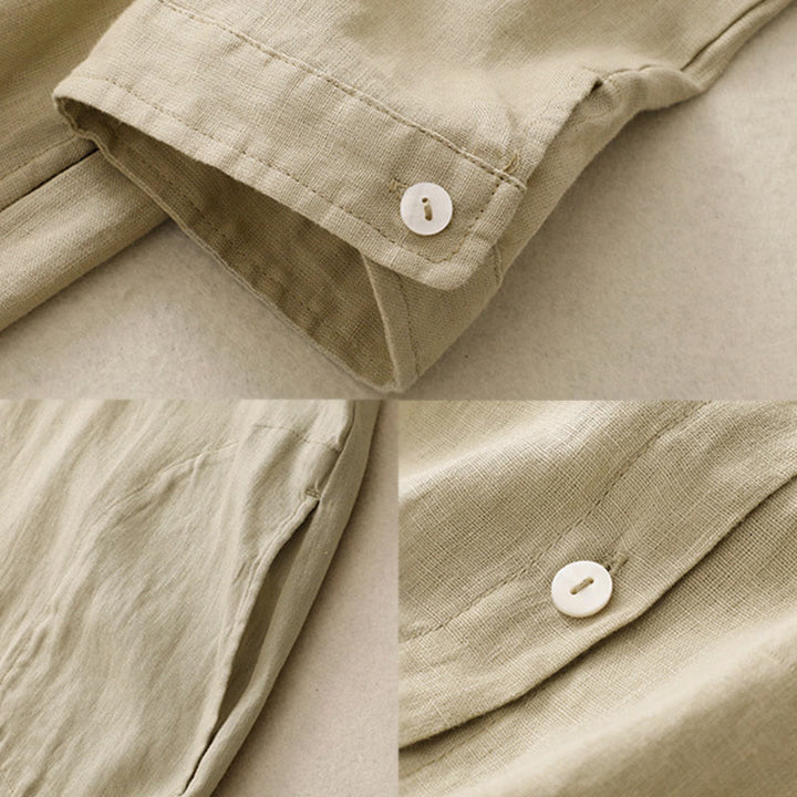 Sukienka midi z bawełny Buddha Stones Fall Commute z długimi rękawami i kieszeniami, prosta, z guzikami - image 16