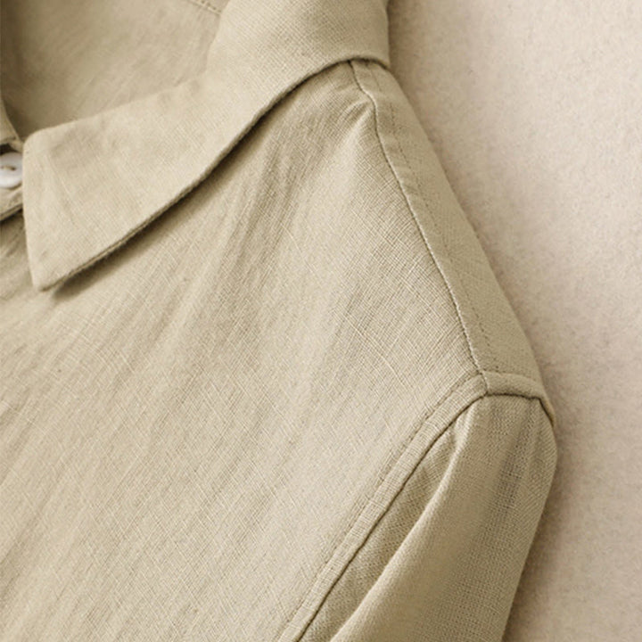 Sukienka midi z bawełny Buddha Stones Fall Commute z długimi rękawami i kieszeniami, prosta, z guzikami - image 12