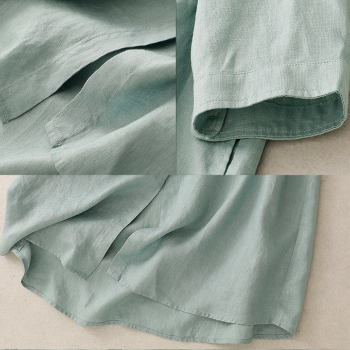 Sukienka midi z bawełny Buddha Stones Fall Commute z długimi rękawami i kieszeniami, prosta, z guzikami - image 8