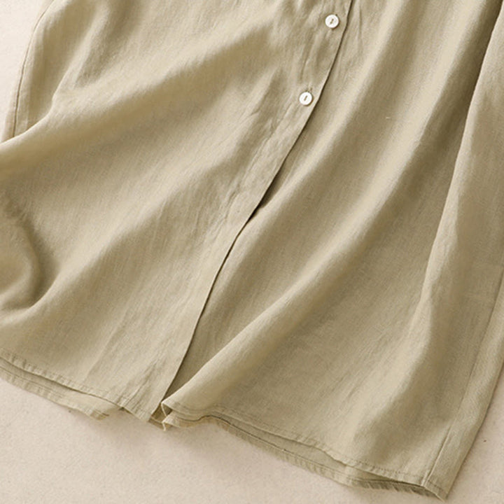 Sukienka midi z bawełny Buddha Stones Fall Commute z długimi rękawami i kieszeniami, prosta, z guzikami - image 15