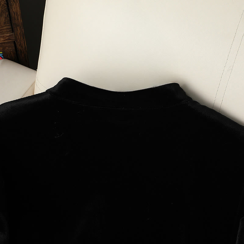 Kurtka damska z długim rękawem i grubym wykończeniem w kształcie Buddha Stones z kwiatowym wzorem  - image 11