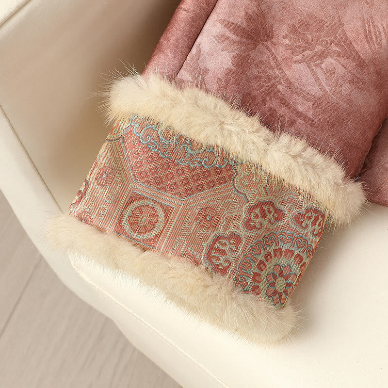 Buddha Stones z żabą i guzikami, tradycyjne chińskie wzory, damska kurtka z długim rękawem i grubym wykończeniem  - image 22