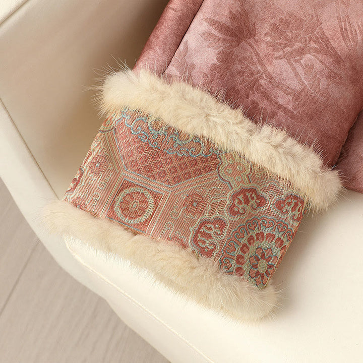 Buddha Stones z żabą i guzikami, tradycyjne chińskie wzory, damska kurtka z długim rękawem i grubym wykończeniem  - image 22