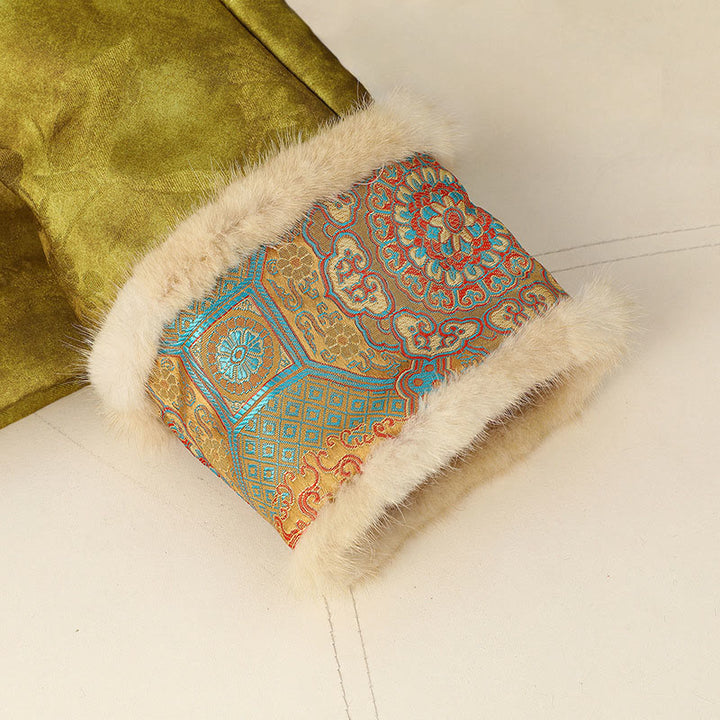 Buddha Stones z żabą i guzikami, tradycyjne chińskie wzory, damska kurtka z długim rękawem i grubym wykończeniem  - image 12