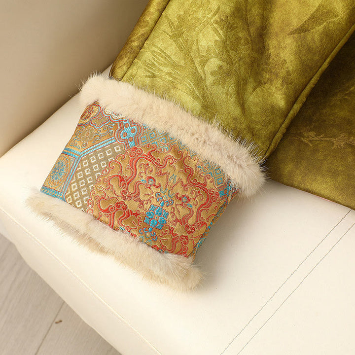 Buddha Stones z żabą i guzikami, tradycyjne chińskie wzory, damska kurtka z długim rękawem i grubym wykończeniem  - image 13