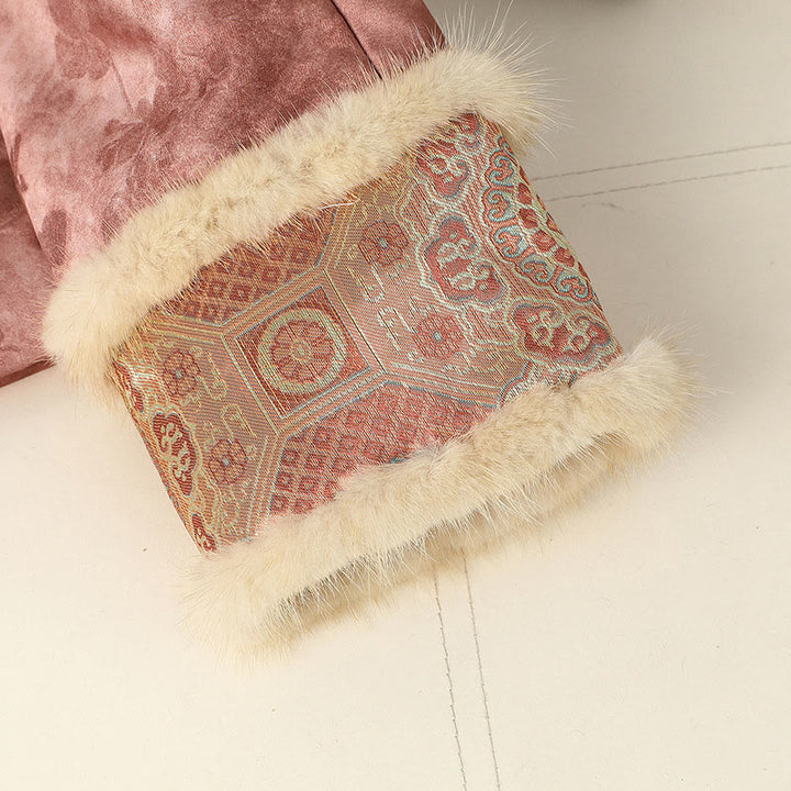 Buddha Stones z żabą i guzikami, tradycyjne chińskie wzory, damska kurtka z długim rękawem i grubym wykończeniem  - image 21