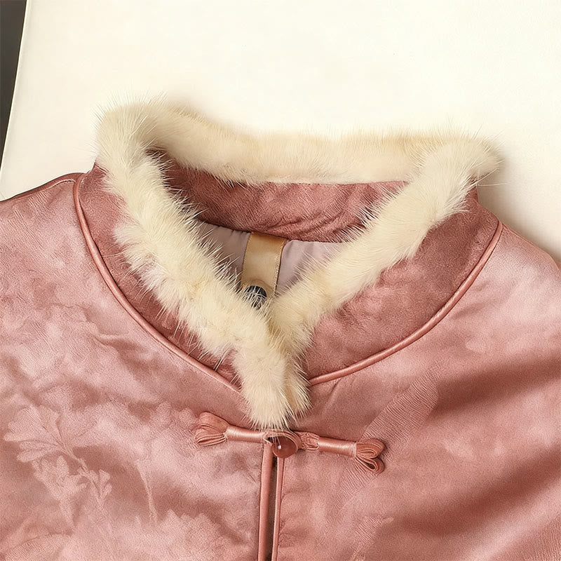 Buddha Stones z żabą i guzikami, tradycyjne chińskie wzory, damska kurtka z długim rękawem i grubym wykończeniem  - image 19