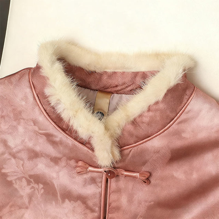 Buddha Stones z żabą i guzikami, tradycyjne chińskie wzory, damska kurtka z długim rękawem i grubym wykończeniem  - image 19