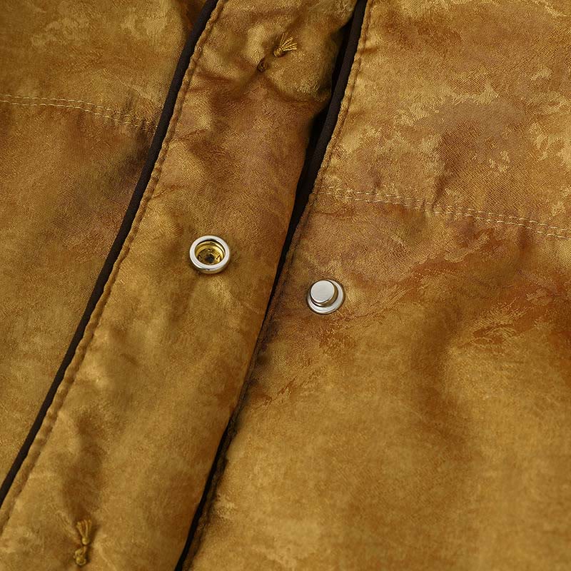 Buddha Stones Żakardowa kurtka damska z długim rękawem, grubym wykończeniem i kieszeniami, z guzikami w kolorze ciemnego wzoru - image 7