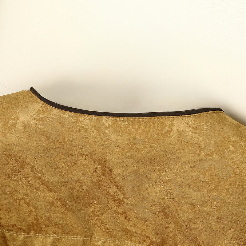 Buddha Stones Żakardowa kurtka damska z długim rękawem, grubym wykończeniem i kieszeniami, z guzikami w kolorze ciemnego wzoru - image 3