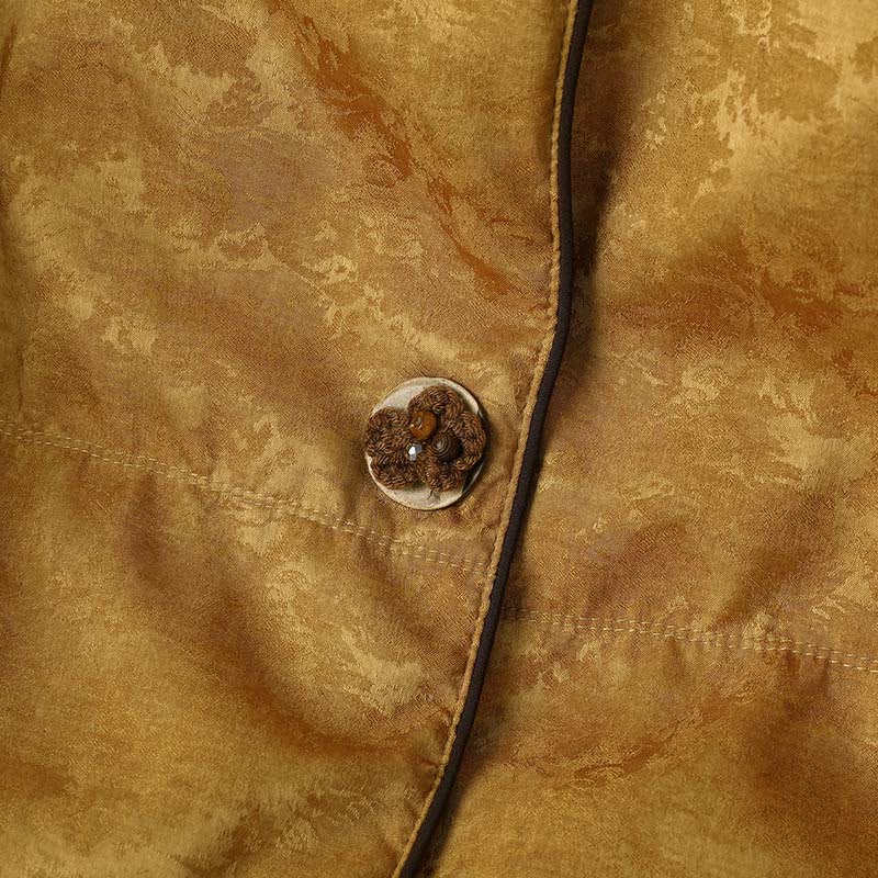 Buddha Stones Żakardowa kurtka damska z długim rękawem, grubym wykończeniem i kieszeniami, z guzikami w kolorze ciemnego wzoru - image 6