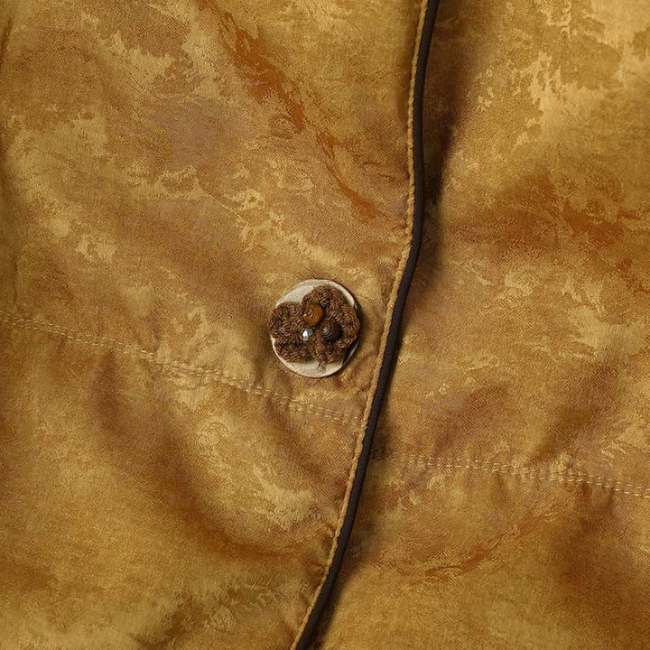 Buddha Stones Żakardowa kurtka damska z długim rękawem, grubym wykończeniem i kieszeniami, z guzikami w kolorze ciemnego wzoru - image 6