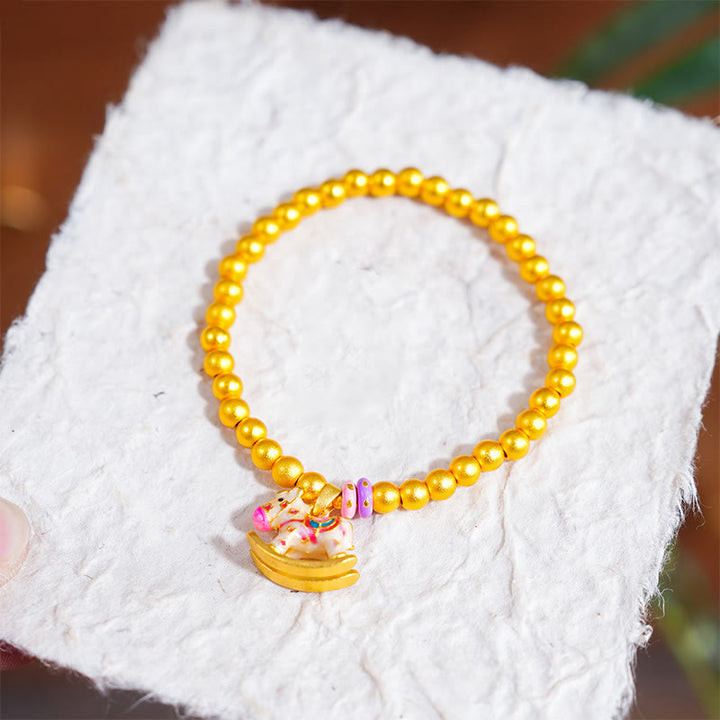 Bransoletka z Buddha Stones z miedzi platerowanej 24-karatowym złotem, chiński znak zodiaku, rok konia - image 2