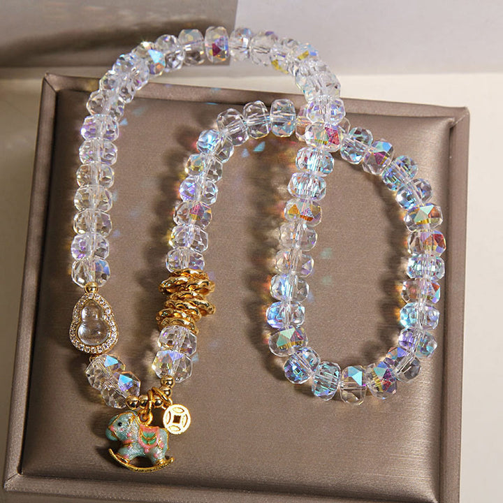 Buddha Stones, chiński zodiak, rok konia, kryształowe szkło, miedziana moneta, tykwa, podwójnie owinięta bransoletka - image 11