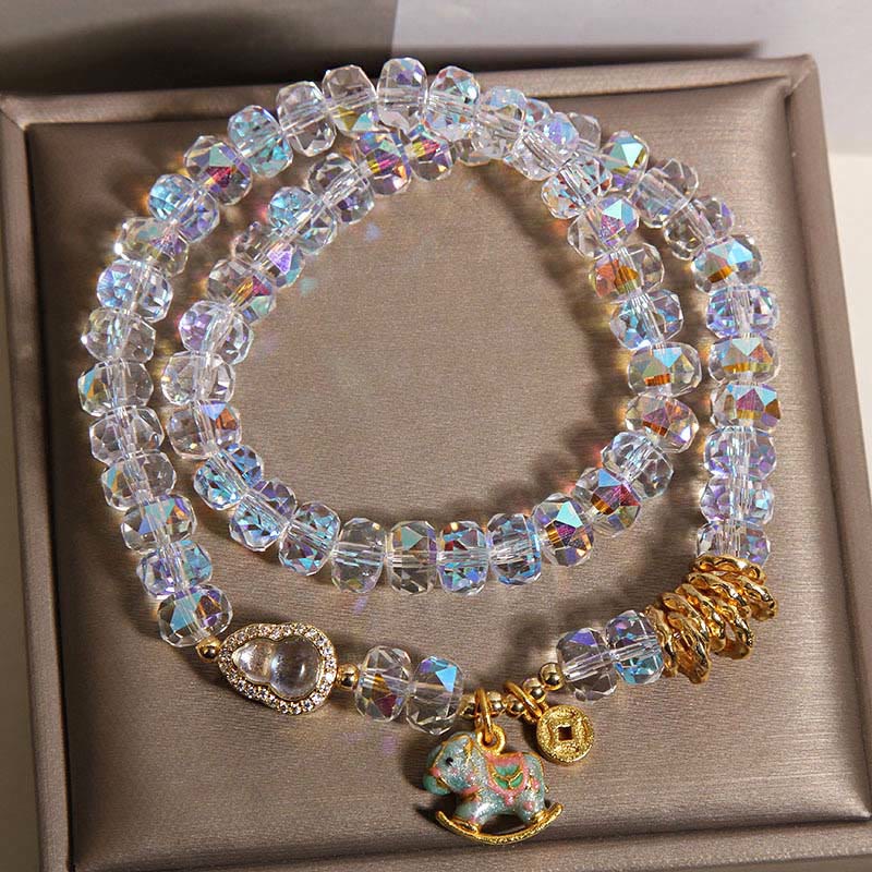 Buddha Stones, chiński zodiak, rok konia, kryształowe szkło, miedziana moneta, tykwa, podwójnie owinięta bransoletka - image 9