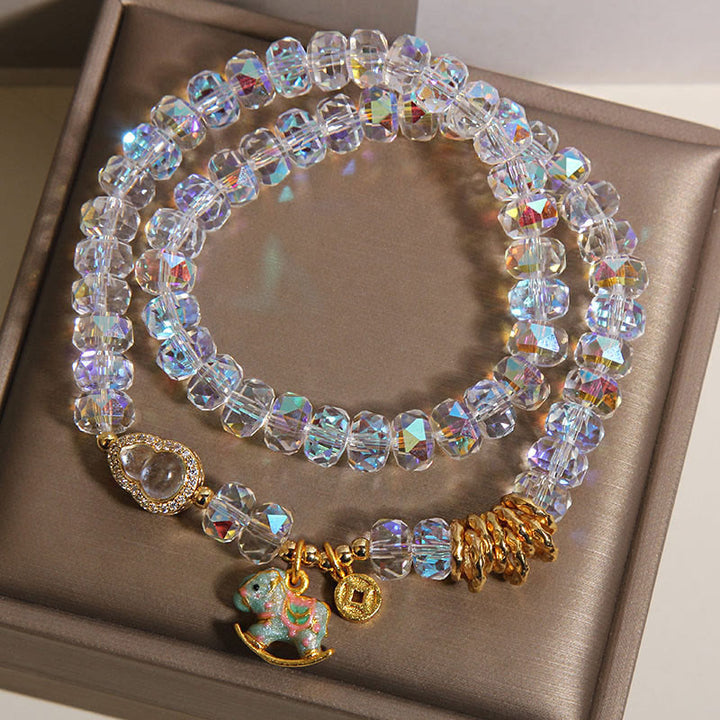 Buddha Stones, chiński zodiak, rok konia, kryształowe szkło, miedziana moneta, tykwa, podwójnie owinięta bransoletka - image 13