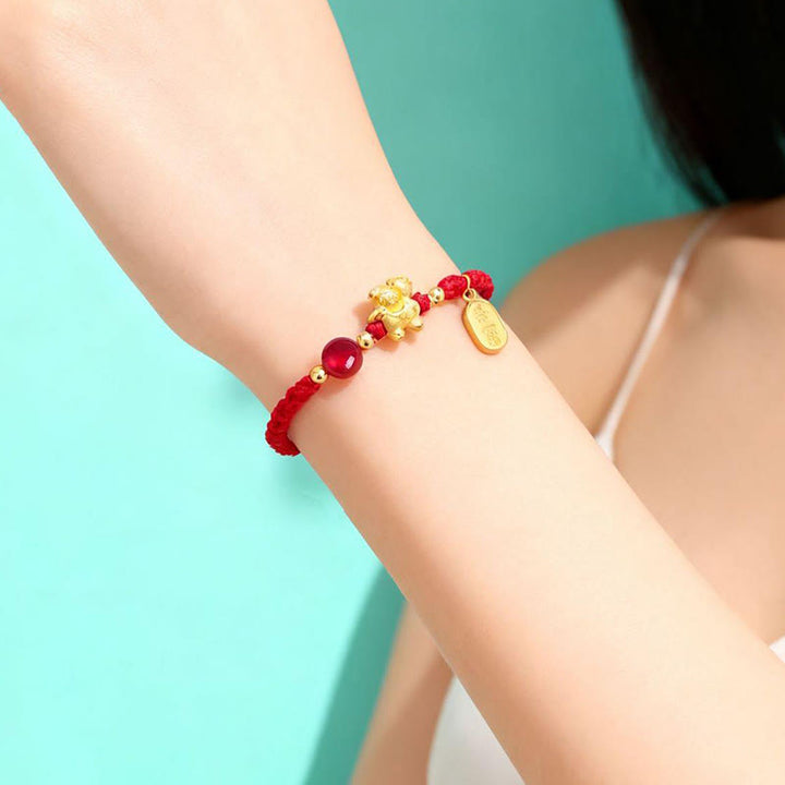 Bransoletka ze sznurka z Buddha Stones ze srebra próby 999, Rok Konia, Spokój i Bogactwo, Sukces - image 2