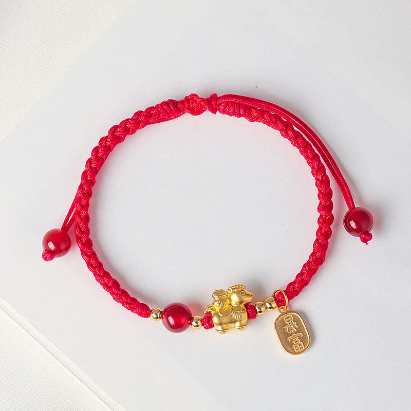 Bransoletka ze sznurka z Buddha Stones ze srebra próby 999, Rok Konia, Spokój i Bogactwo, Sukces - image 1