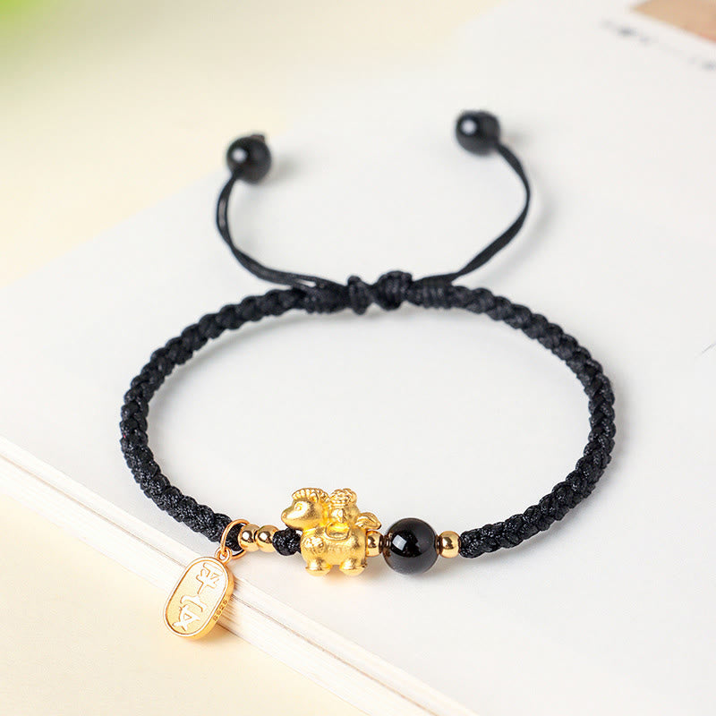 Bransoletka ze sznurka z Buddha Stones ze srebra próby 999, Rok Konia, Spokój i Bogactwo, Sukces - Czarny (obwód nadgarstka: 14-18 cm) - image 7