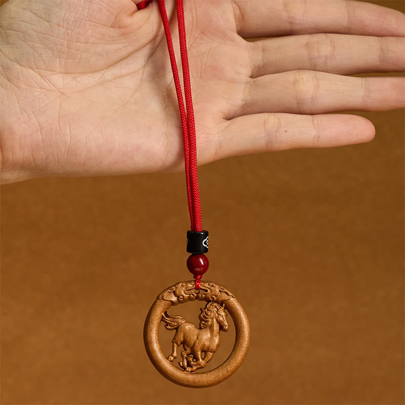 Buddha Stones z drewna brzoskwiniowego, chiński znak zodiaku, rok konia, odstraszający złe duchy - image 11