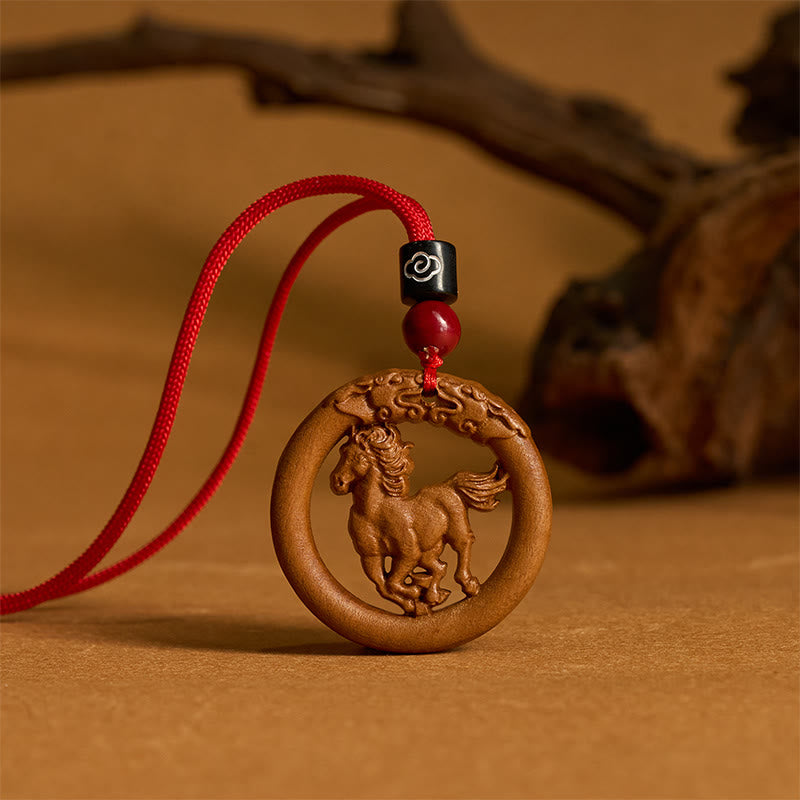 Buddha Stones z drewna brzoskwiniowego, chiński znak zodiaku, rok konia, odstraszający złe duchy - image 9